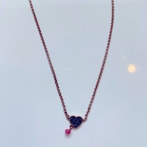 Tous gold necklace with black rhinestone heart